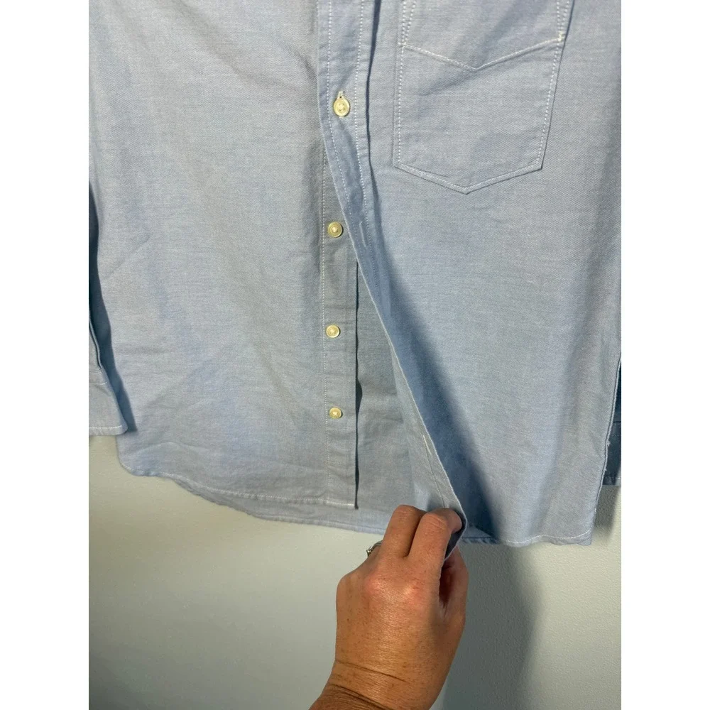 GAP Boys Cotton Button Down Shirt Size M (8) Blue Oxford Pocket School Preppy